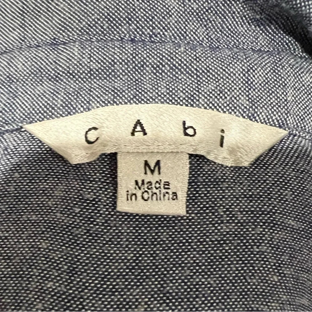 CAbi Blue Chambray Style 387 High Low Cut Out Sleeveless Button Up Top Medium - Picture 5 of 5